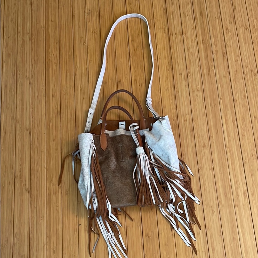Ala Pilar Fringe Boho Leather Tote Bag